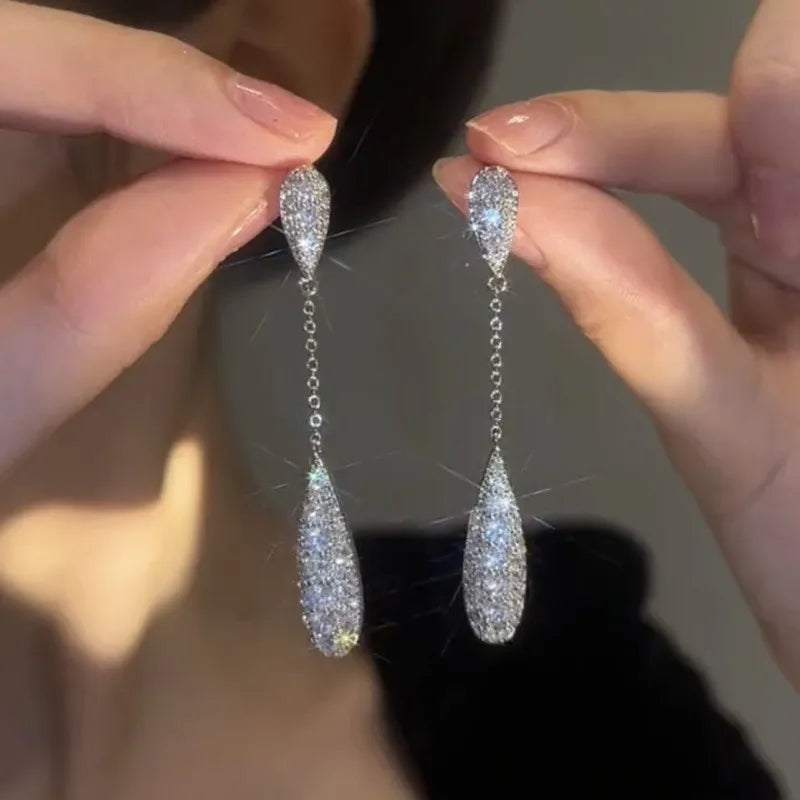Women's Fashionable Zircon Ball Pendant Earrings