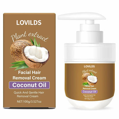 🔥Only $16.99 Last Day Promotion!⭐🌹 LOVILDS Coconut Oil Facial Hair Removal Cream - Gentle Lip Hair Removal