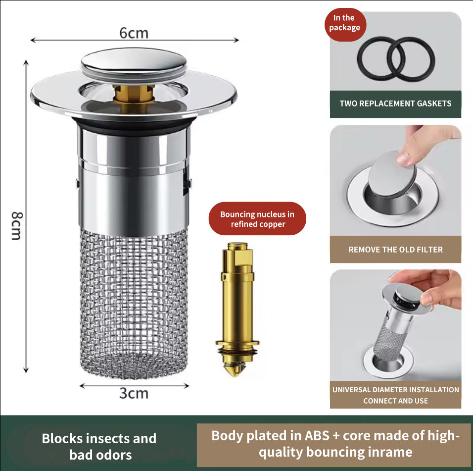 Pop-Up Bathroom Sink Filter